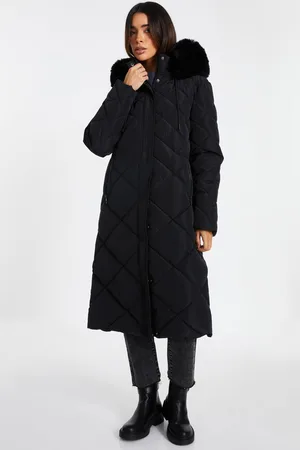 Quiz Womens Quilted Long Parka - 18