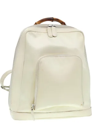 Gucci Preloved Bamboo Backpack OffWhite Canvas Leather Women Shoulder Bags - One Size