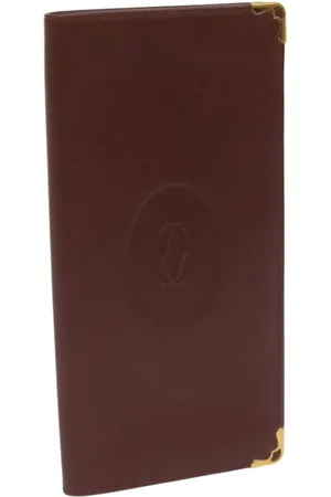 Cartier Preloved Long Wallet Burgundy Leather Women - Wine Long Wallets - One Size