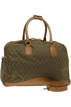 Gucci Preloved GG Canvas Boston Bag Travel Womens - Khaki - - One Size