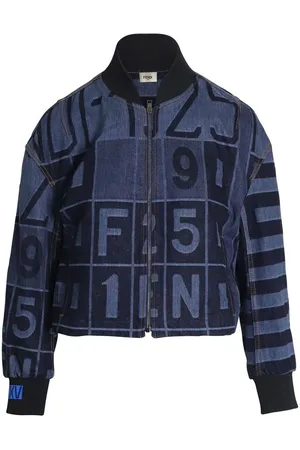 Fendi Preloved Denim Jacket Number Grid Pattern Women - - 6