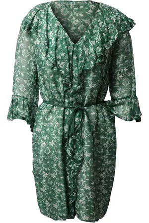 Carolina Herrera Preloved Silk Mini Dress Ruffled Floral Print Women - Multicolor Midi - M