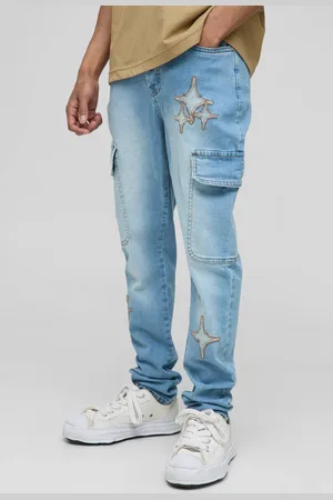 Boohoo Skinny Star Applique Cargo Jeans - - 32R