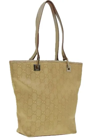 Gucci Preloved GG Plus Tote BeigeGold Women - Gold Tone Shoulder Bags - - One Size