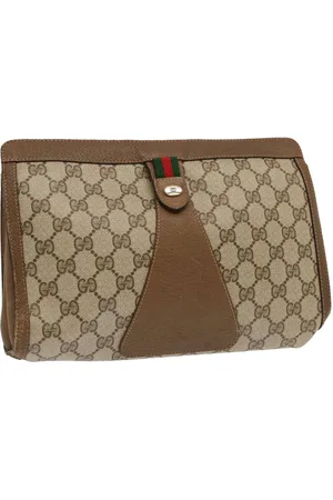 Gucci Preloved Vintage GG Canvas Clutch Brown Womens - Bag - One Size