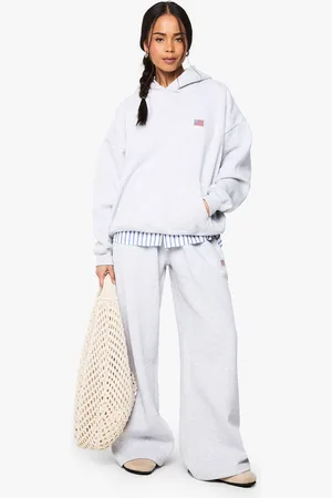 Boohoo Womens USA Flag Embroidered Oversized Hoodie - - L