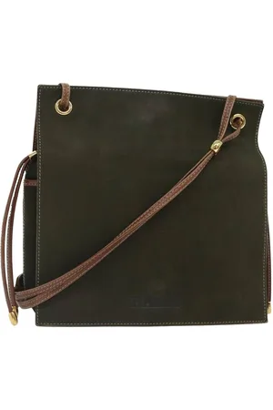 Bally Preloved Suede Leather Shoulder Bag Women - Khaki - - One Size