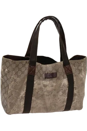 Gucci Preloved GG Canvas Tote BeigeBrown Womens Bag - One Size