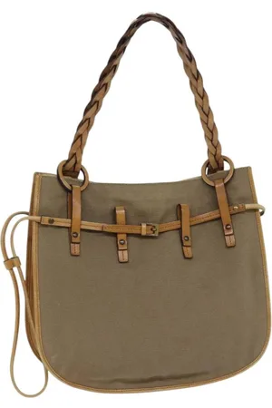 Gucci Preloved Braided Leather Handle Canvas Tote Women - - One Size