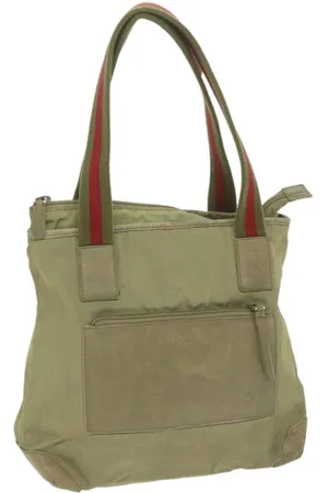 Gucci Preloved Olive Canvas Tote Women - Khaki - One Size