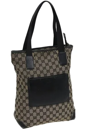 Gucci Preloved GG Canvas Tote BeigeBlack Womens Bag - One Size