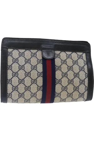 Gucci Preloved Vintage GG PVC Clutch BeigeBlueRed Web Women - - One Size