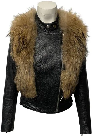 Nour Hammour Preloved Leather Jacket with Fur Collar Women - - 26