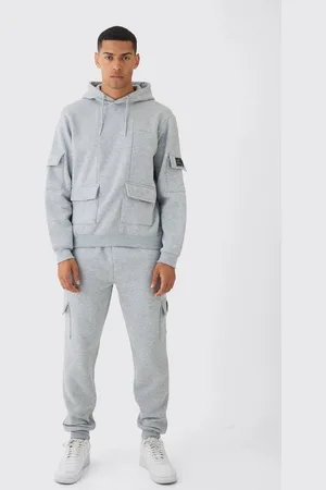 Boohoo Official Man Regular Fit Panelled Cargo Hooded Tracksuit - - M