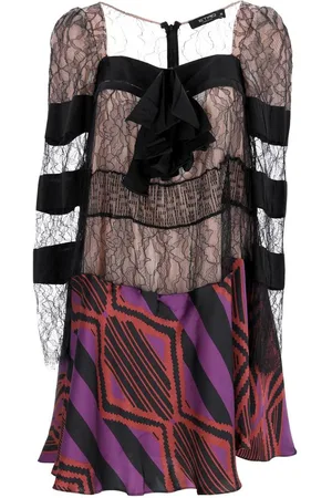 Etro Preloved Lace Overlay Geometric Print Dress Women - Multicolor Midi - 42