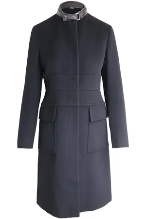 Gucci Preloved Wool Coat Leather Trim Women - - 40