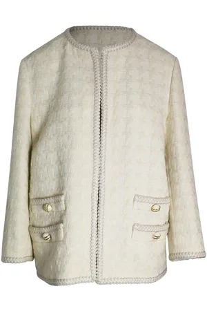 Gucci Preloved Tweed Jacket with Braided Trim Women - - Cream - 42