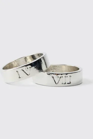 Boohoo Silver Ring 2 Pack - - M/L