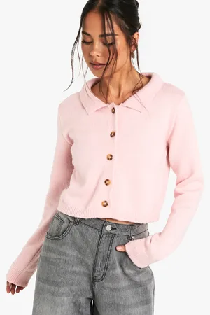 Boohoo Womens Collared Button Through Knit Cardigan - - XL