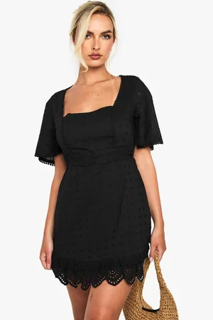 Boohoo Womens Cotton Crochet Square Neck Mini Dress - - 14
