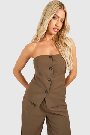 Boohoo Womens Mock Horn Button Front Cami Waistcoat - - 14