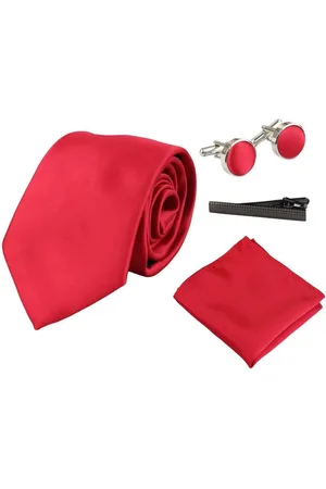 PAUL ANDREW Satin Silk Tie Pocket Square Cuff Links Shiny - - One Size