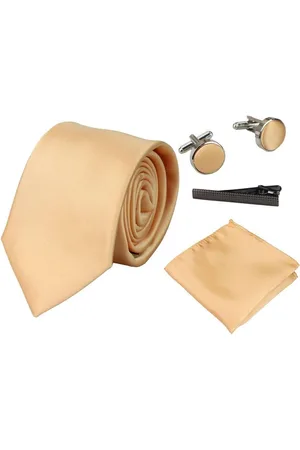 PAUL ANDREW Satin Silk Tie Pocket Square Cuff Links Shiny - - One Size