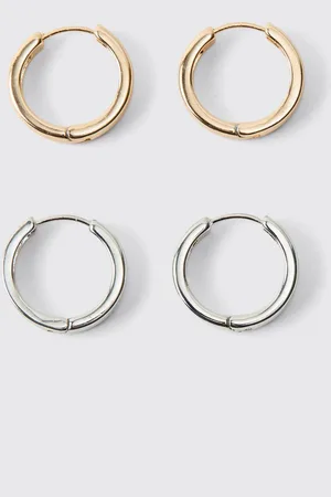 Boohoo Gold and Silver Hoop Earing 2 Pack - - One Size