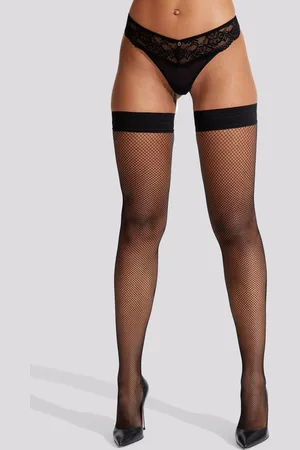 Ann Summers Womens Micro Fishnet Seamed Hold Ups - - L
