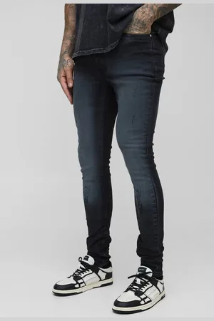 Boohoo Tall Ripped Zip Hem Super Skinny Jeans - - 38