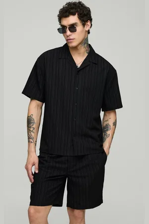 Boohoo Oversized Textured Short Sleeve Shirt & Short Set - - L