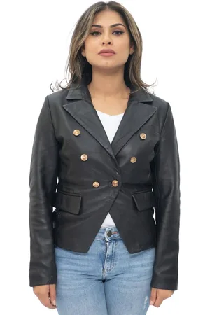 Infinity Womens Leather Military Blazer Jacket-Aalborg - - 16
