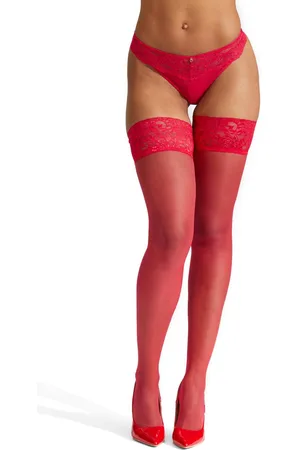 Ann Summers Womens Lace Top Glossy Hold Ups - - S