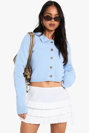Boohoo Womens Collared Button Through Knit Cardigan - - M