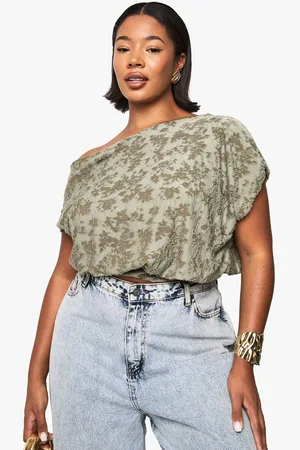 Boohoo Womens Plus Burnout Button Front Top - - 20