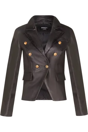 Infinity Womens Classic Leather Military Blazer Jacket-Newent - - 16