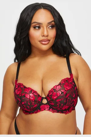 Ann Summers Womens The Hero Fuller Bust DD+ Non Pad Plunge Black/Red - - 44F