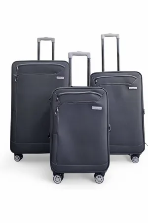 Infinity Lightweight Soft Shell 8 Wheels Luggage Cabin Holiday Suitcase - - Medium