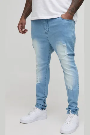 Boohoo Plus Ripped Zip Hem Super Skinny Jeans - - 44