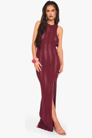 Boohoo Womens Scoop Back Crochet Beach Dress - - M