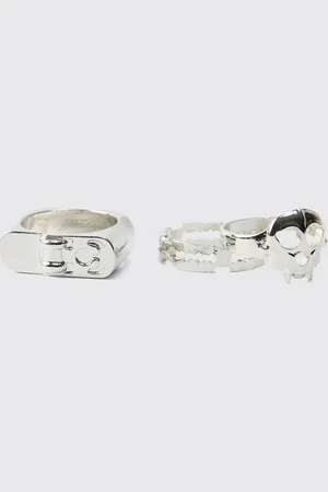 Boohoo Silver Ring 3 Pack - - S/M