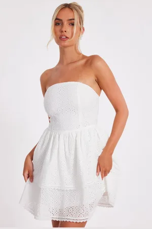 Quiz Womens Embroidered Bandeau Mini Dress - 10