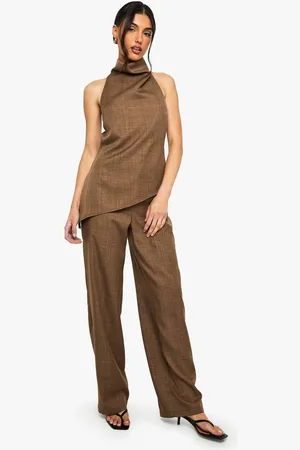 Boohoo Womens Woven Marl Straight Leg Trousers - - 14