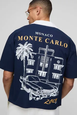 Boohoo Oversized Boxy Monte Carlo Print Shirt - - XL