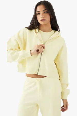 Boohoo Womens DSGN Studio Embroidered Zip Through Boxy Crop Hoodie - - M
