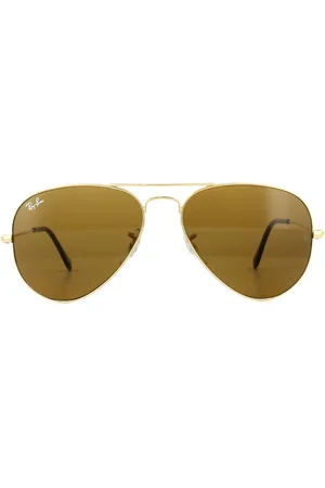 Ray-Ban Aviator Gold Brown Aviator 3025 Sunglasses - - One Size