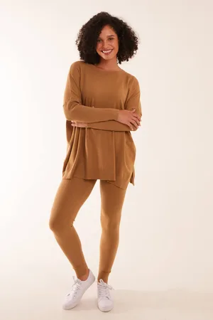 Blue Vanilla Womens Side Split Jumper Lounge Set - - S/M