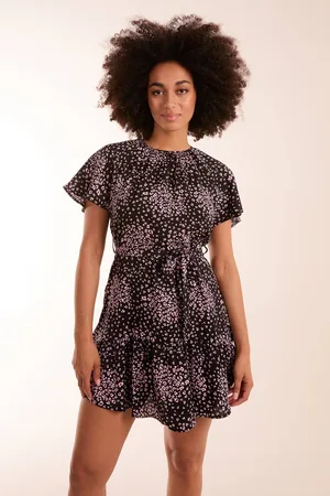 Blue Vanilla Womens Frill Sleeve Belted Mini Dress - - 16