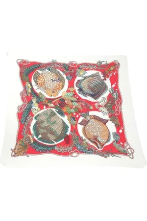Hermès Preloved Carr Poissons Silk Scarf Women - Multicolour Scarves - One Size