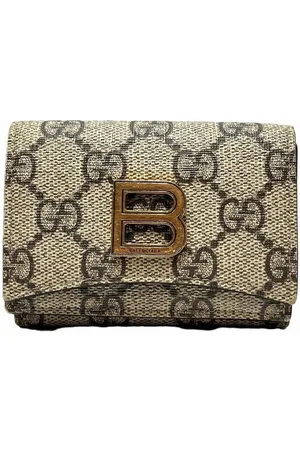 Gucci Preloved Hourglass Wallet BeigeBrown GG Jacquard Unisex - One Size
